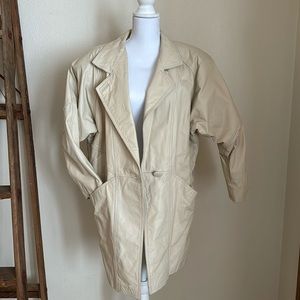 Women's Cream Leather Jacket